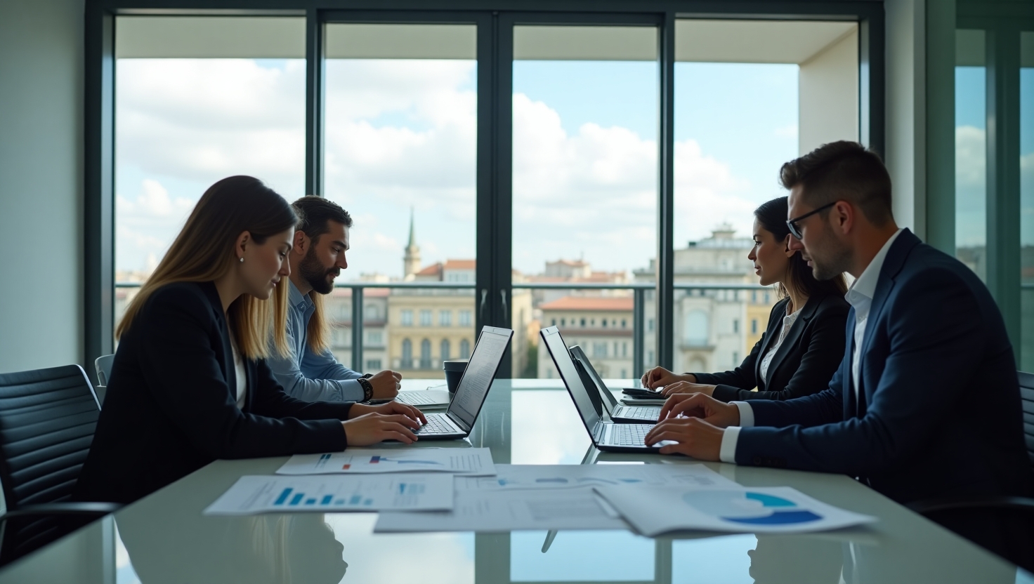 Equipo de auditoría financiera trabajando